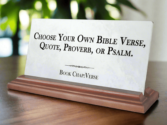 Bible Verse Marble Plaque – Custom Scripture Desk Display with Personalized Quote, Proverb, or Psalm