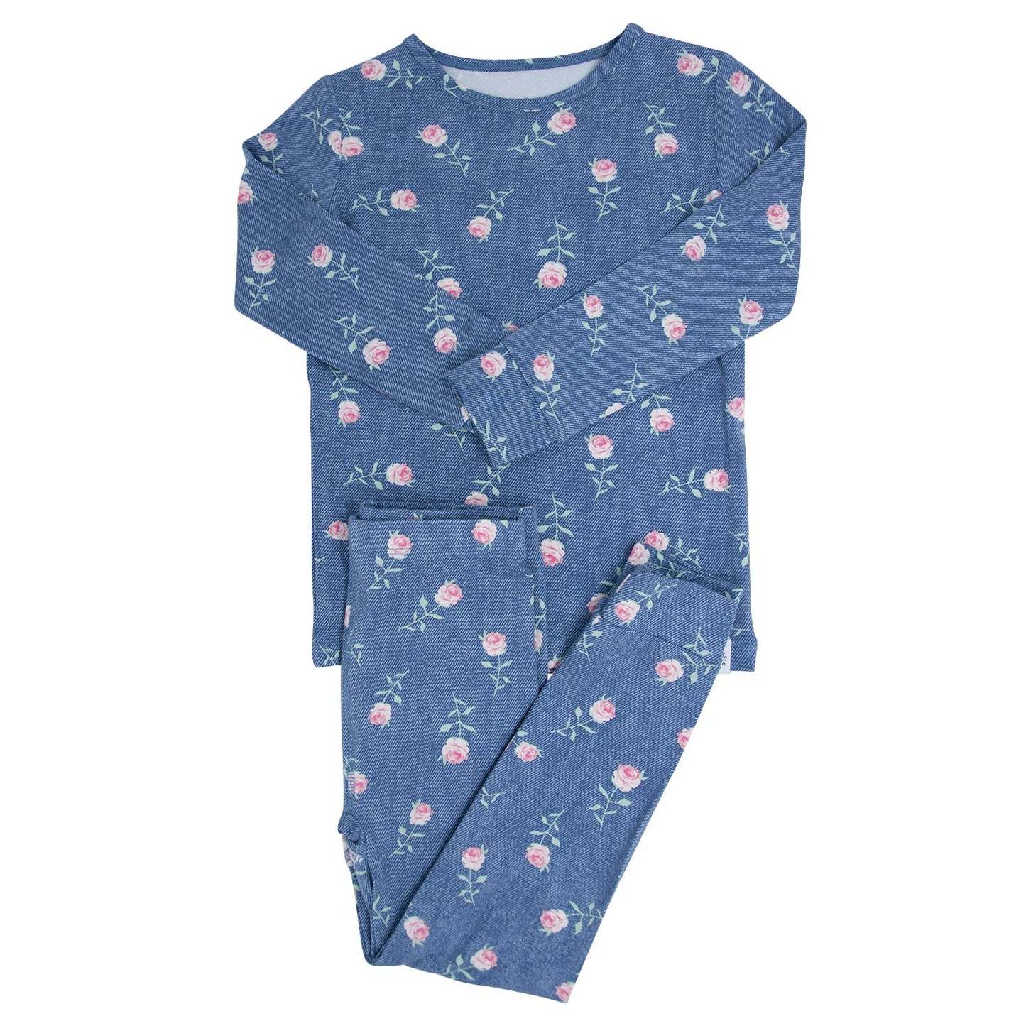 Big Kid Pajama Denim Roses