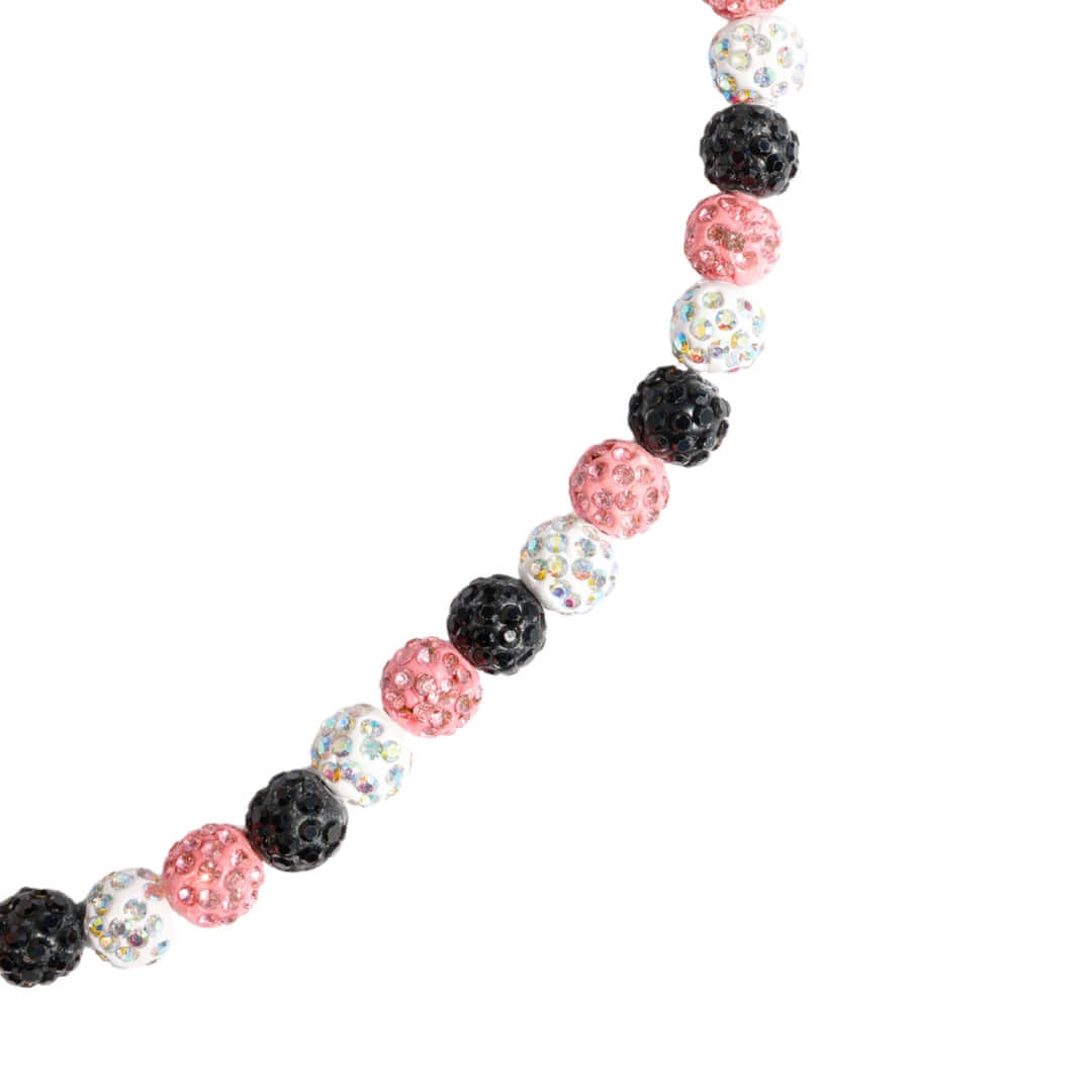 Big League Iced Out Baseball Bead Necklace | Black, Pink, & White