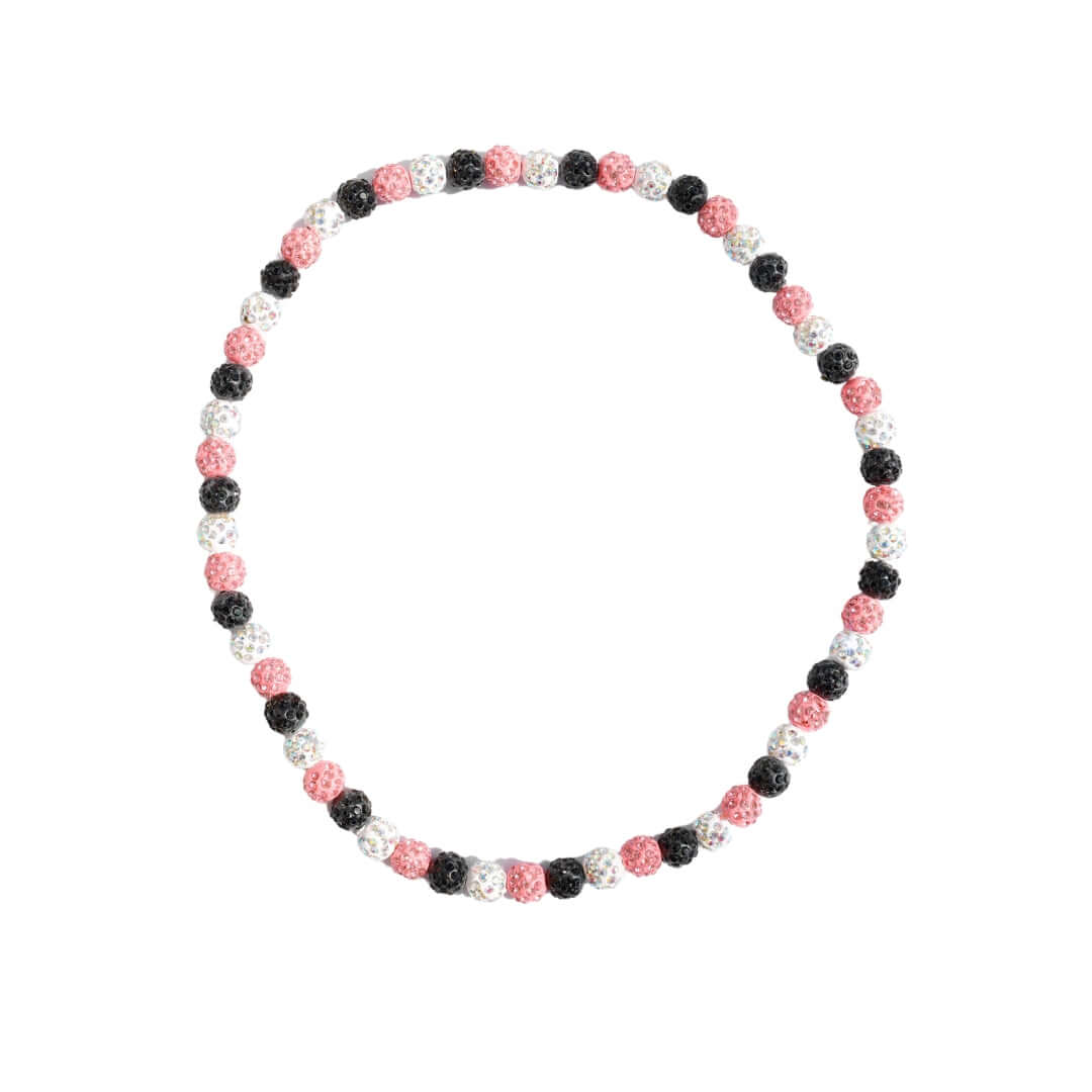 Big League Iced Out Baseball Bead Necklace | Black, Pink, & White