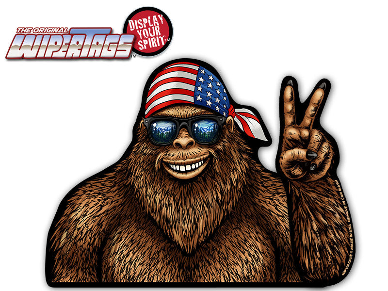Bigfoot USA Peace Waving Sasquatch WiperTags