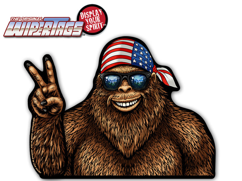 Bigfoot USA Peace Waving Sasquatch WiperTags