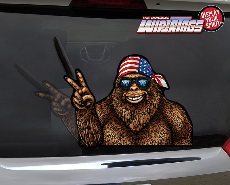 Bigfoot USA Peace Waving Sasquatch WiperTags