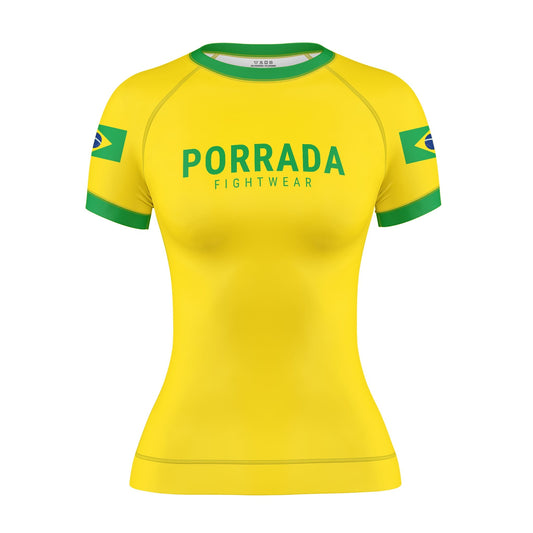 BRAZIL FLAG WOMEN SHORT SLEEVE RASH GUARD