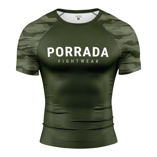 GREEN CAMO SHORT SLEEVE RASH GUARD
