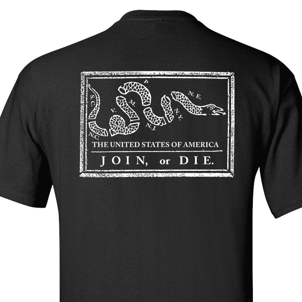 Join or Die T-Shirt - Ben Franklin Woodcut