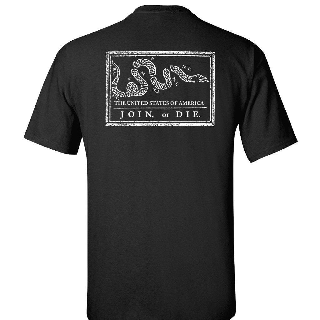 Join or Die T-Shirt - Ben Franklin Woodcut