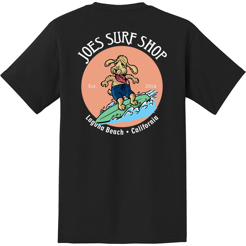 Joe's Surf Shop Teddy The Surfing Dog Heavyweight Pocket Tee