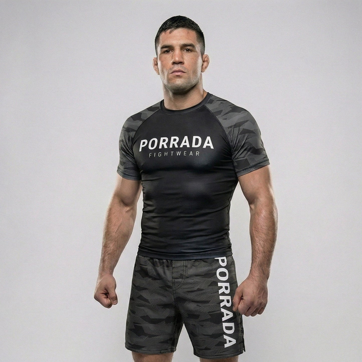 BLACK CAMO FIGHT SHORTS