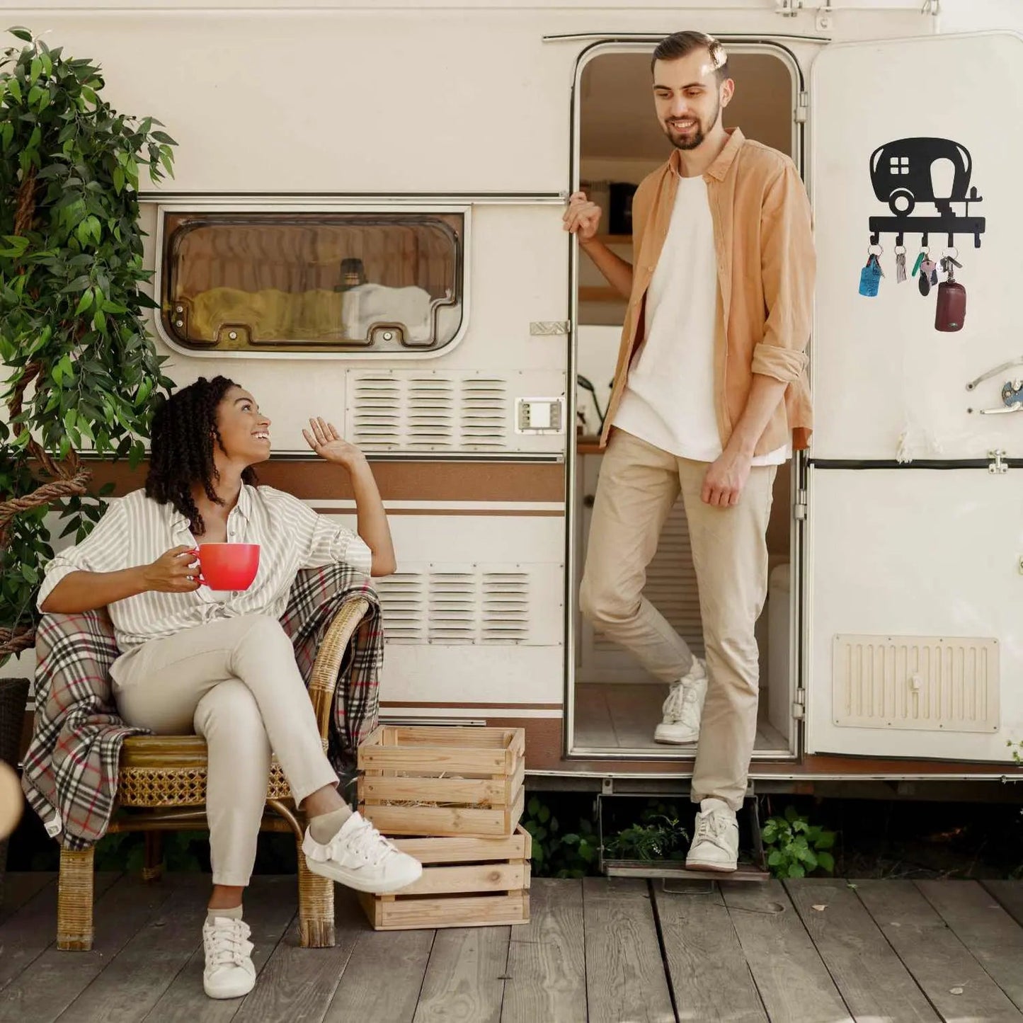 Camper Key Holder with 5 Hooks -  Organize Your Adventures