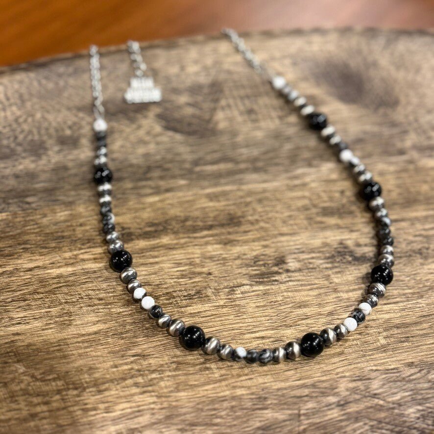 Black Onyx Eclipse Beaded Necklace