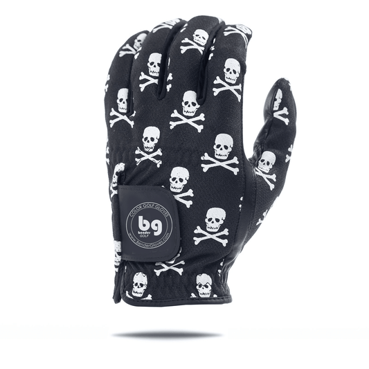 Black Skull and Crossbones Mesh Golf Glove