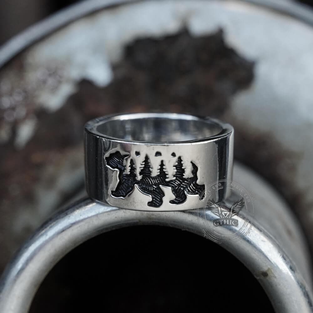 Black Bear Forest Alloy Ring