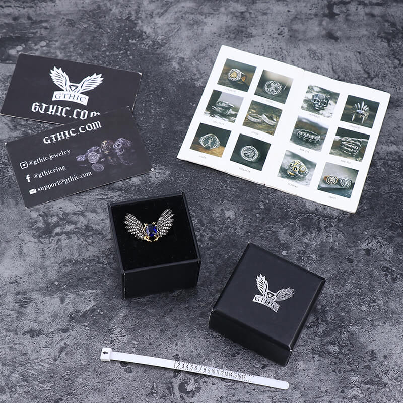 Black Devil Wings Brass Gothic Ring