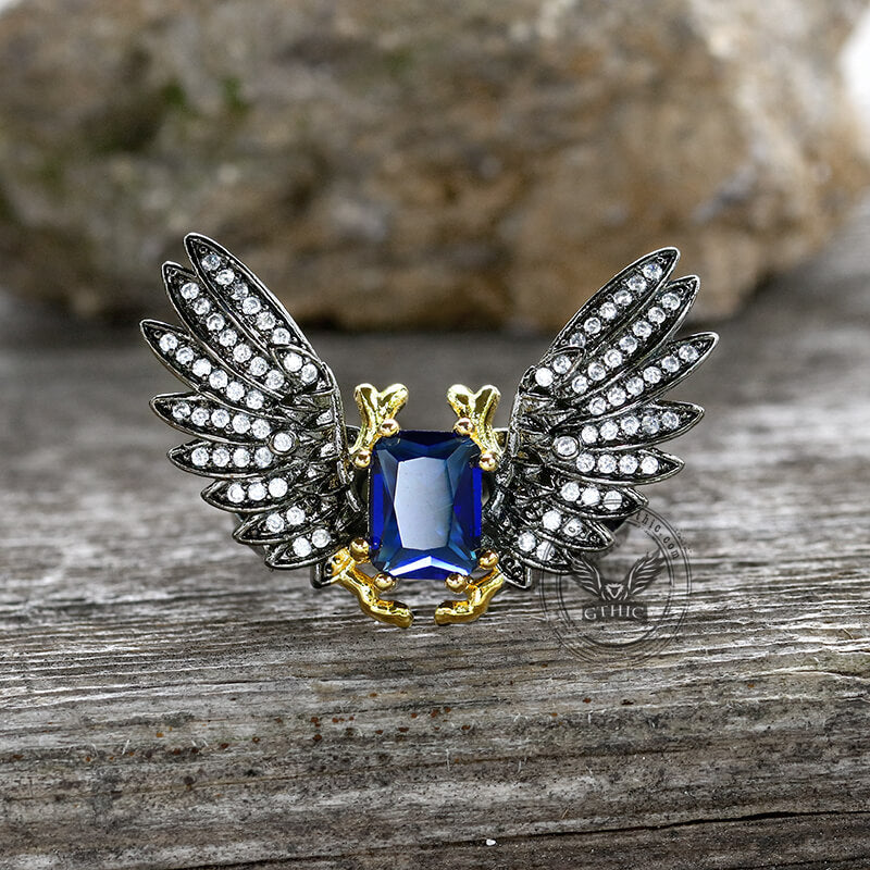 Black Devil Wings Brass Gothic Ring