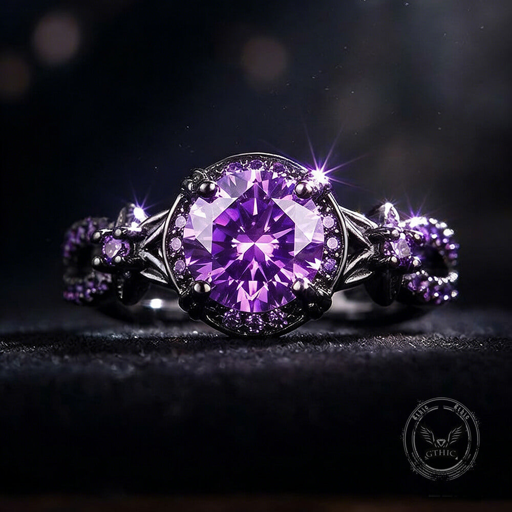 Black Diamond-Set Brass Engagement Ring