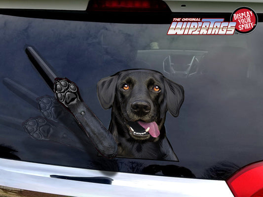 Indy the Black Labrador Retriever Waving Dog WiperTags