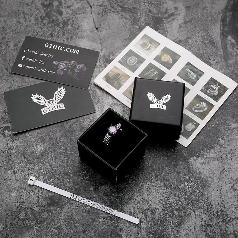 Black Skull Zircon Inlaid Brass Ring