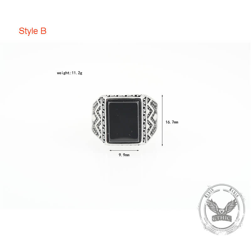 Black Stone Stainless Steel Spot Ring