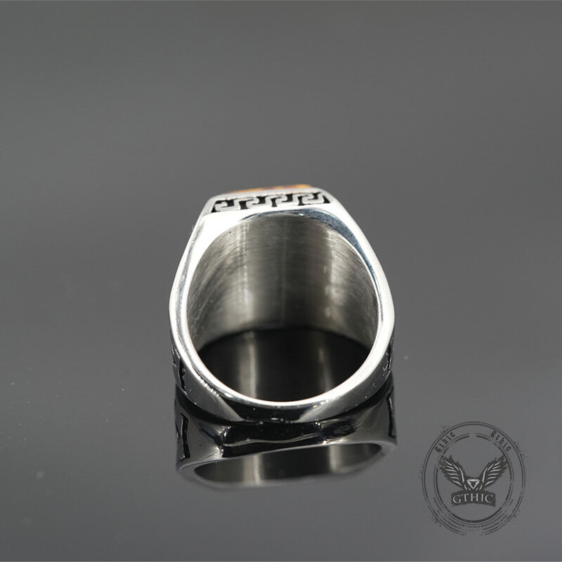 Black Stone Stainless Steel Spot Ring