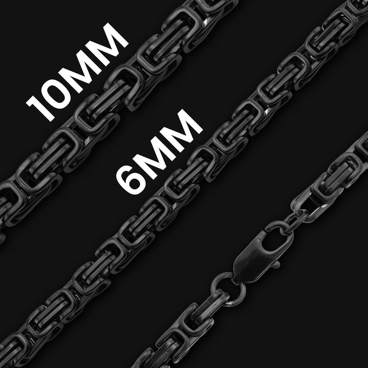 Stainless Steel Black Byzantine Chain Necklace