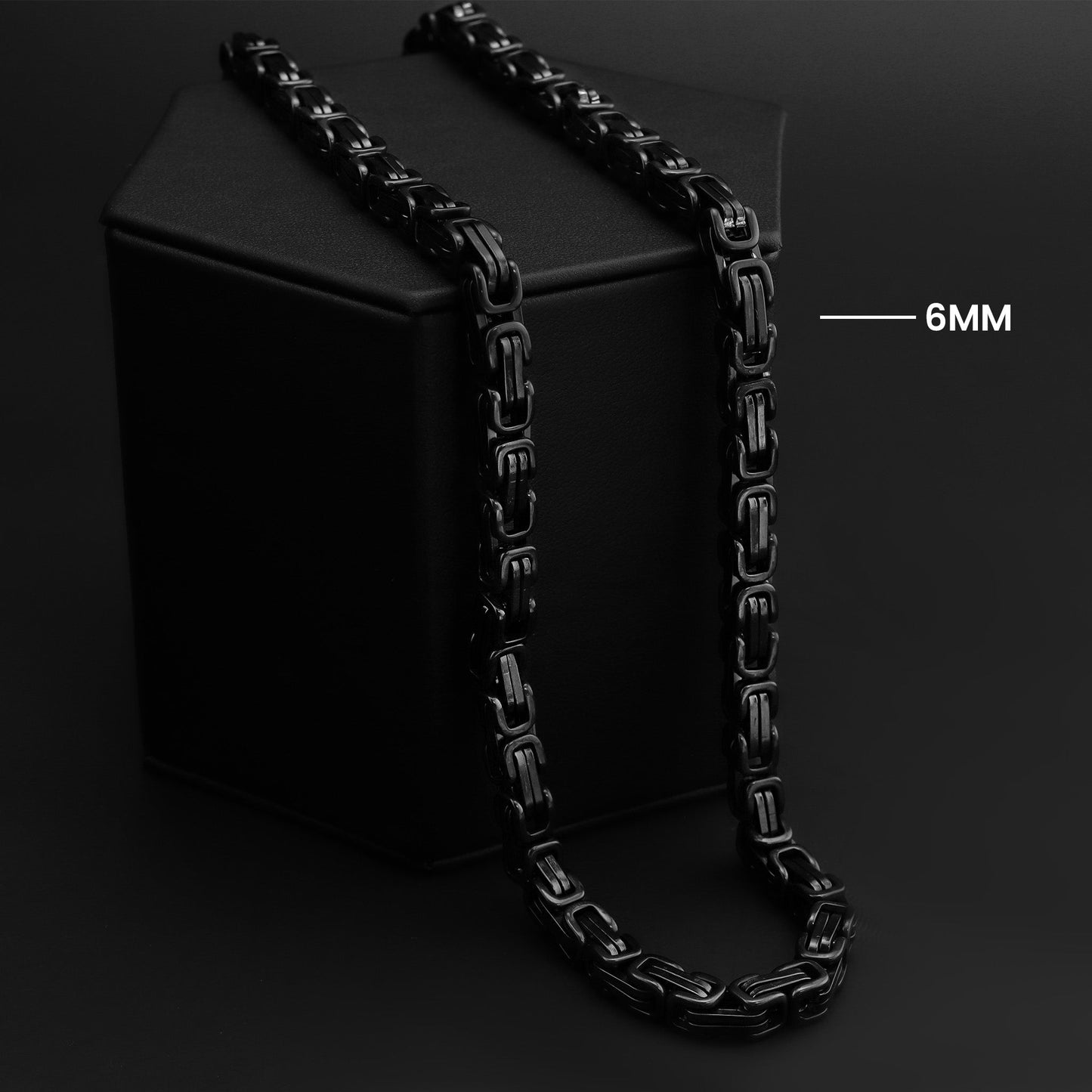 Stainless Steel Black Byzantine Chain Necklace