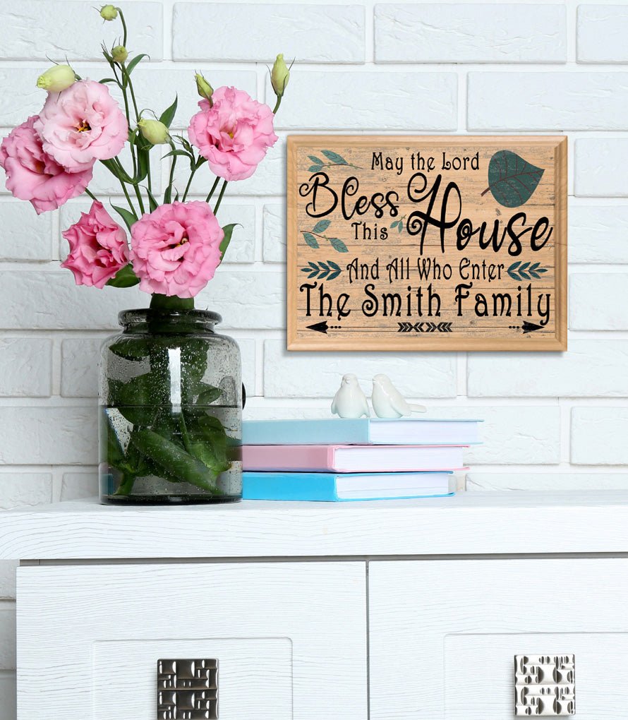 Bless This House And All Who Enter Sign Personalized Family Name Wedding Gift