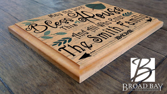 Bless This House And All Who Enter Sign Personalized Family Name Wedding Gift