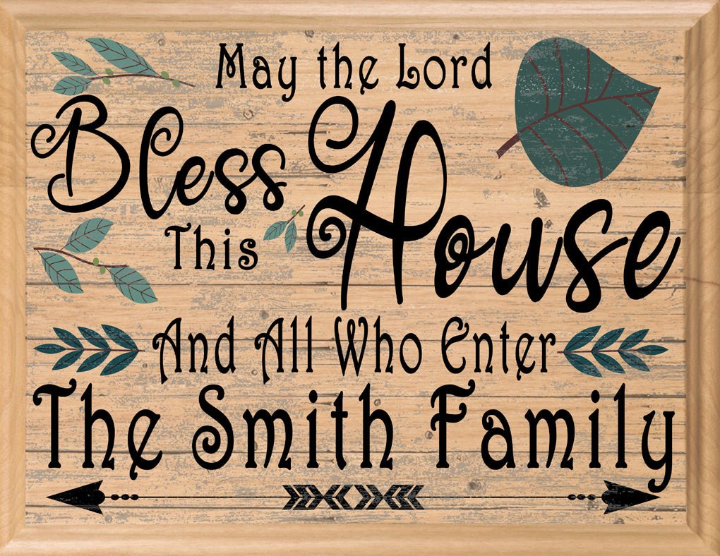Bless This House And All Who Enter Sign Personalized Family Name Wedding Gift