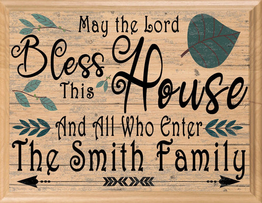 Bless This House And All Who Enter Sign Personalized Family Name Wedding Gift