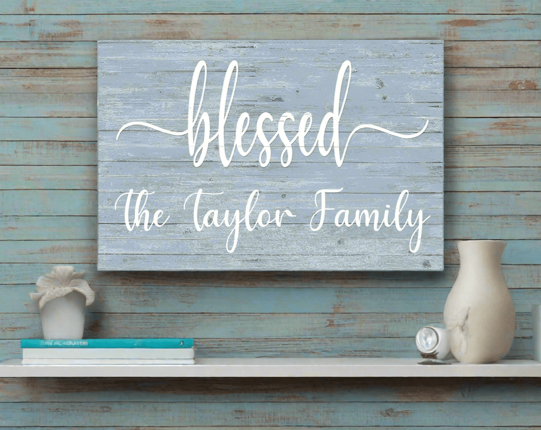 Blessed Family Name Sign - Personalized - Solid Wood