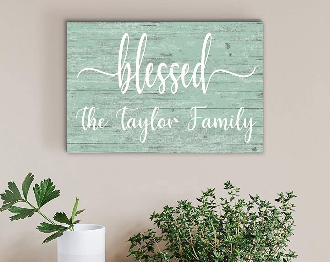 Blessed Family Name Sign - Personalized - Solid Wood