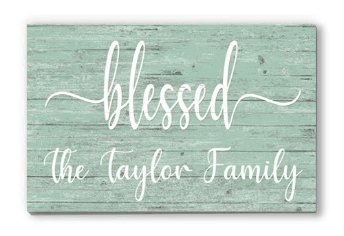 Blessed Family Name Sign - Personalized - Solid Wood