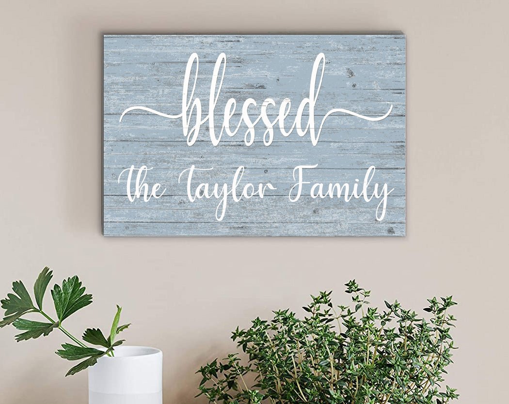 Blessed Family Name Sign - Personalized - Solid Wood