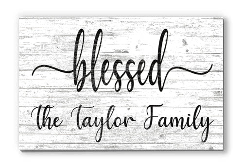 Blessed Family Name Sign - Personalized - Solid Wood