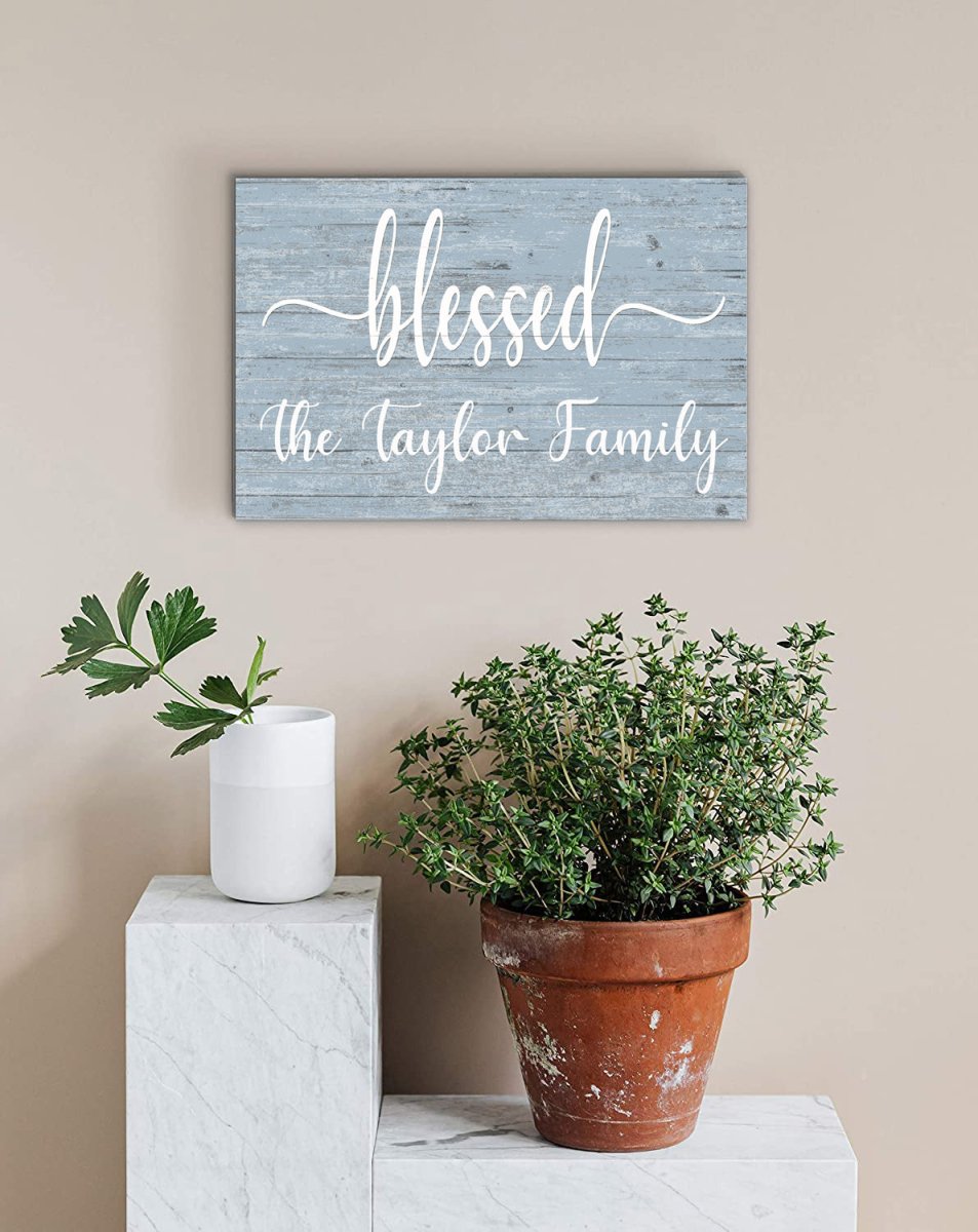 Blessed Family Name Sign - Personalized - Solid Wood