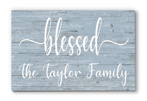 Blessed Family Name Sign - Personalized - Solid Wood