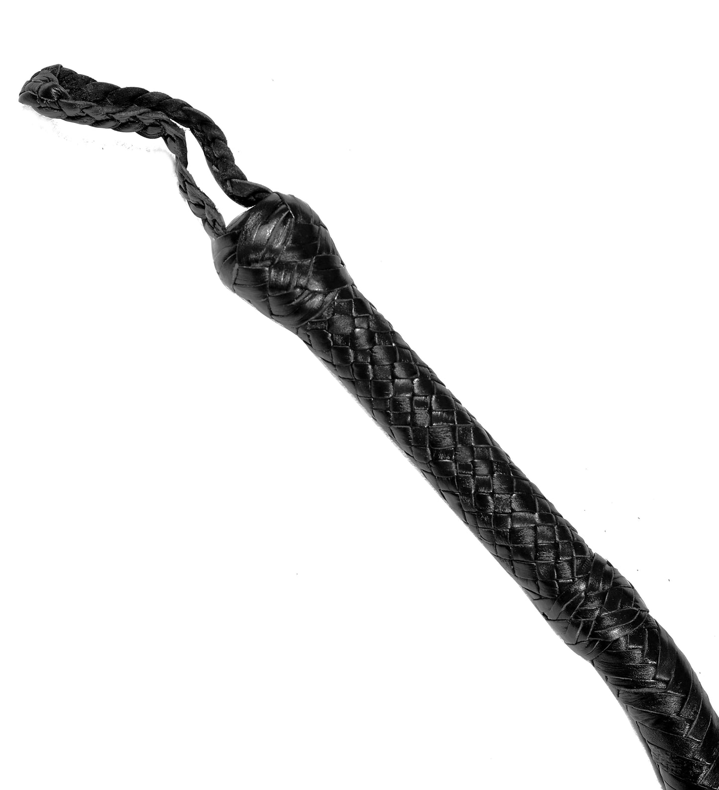 Snake Black Leather Bull Whip – Handmade Braided Whip for Performance