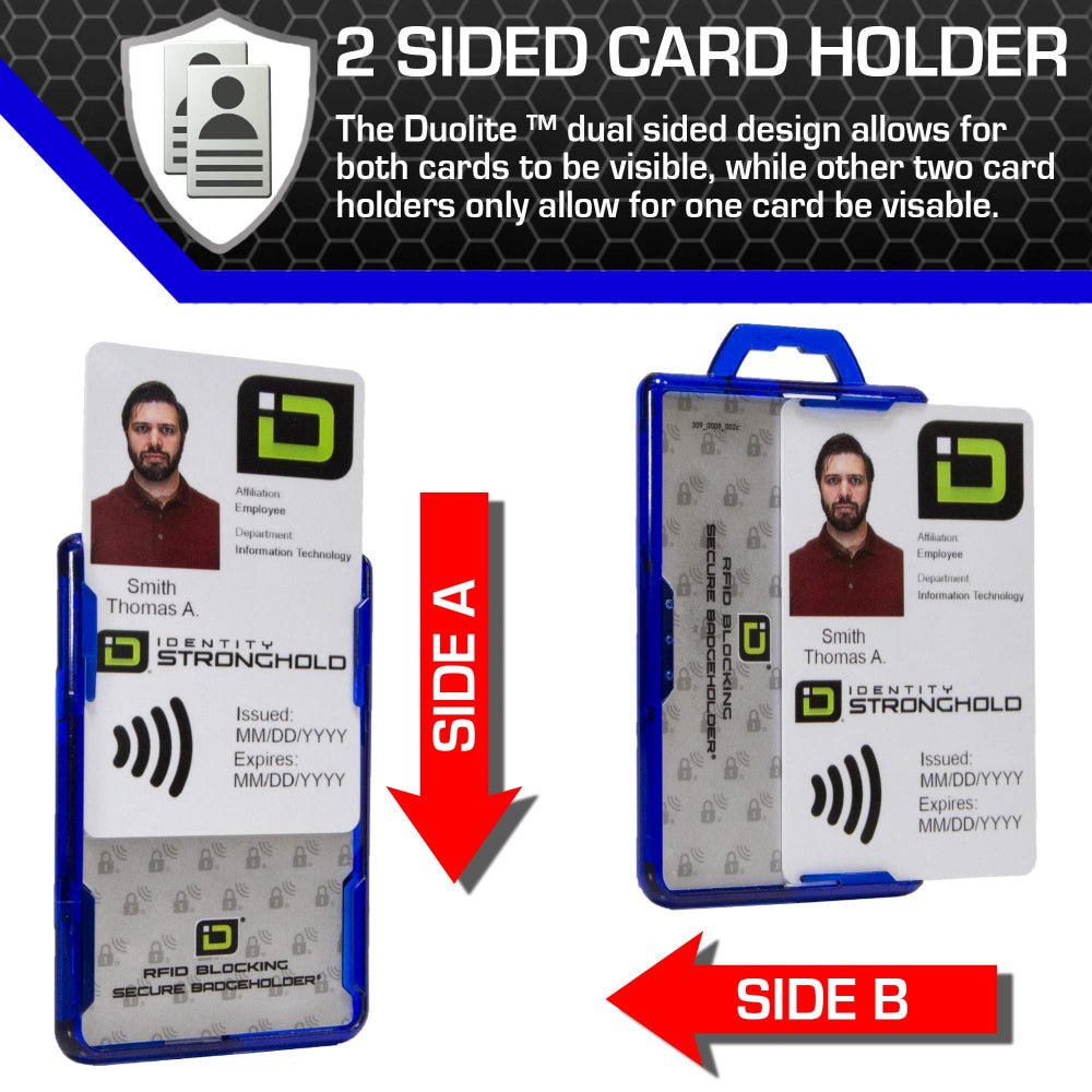Secure Badge Holder Duolite ® Vertical 2 ID Card Holder, Retractable Reel, and Lanyard Bundle