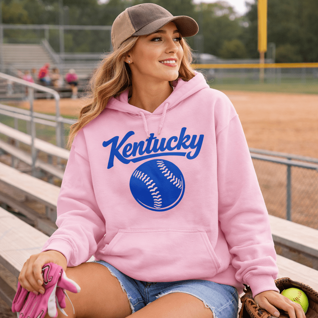 Blue Kentucky Script Softball Hoodie | Classic Pullover Sweatshirt