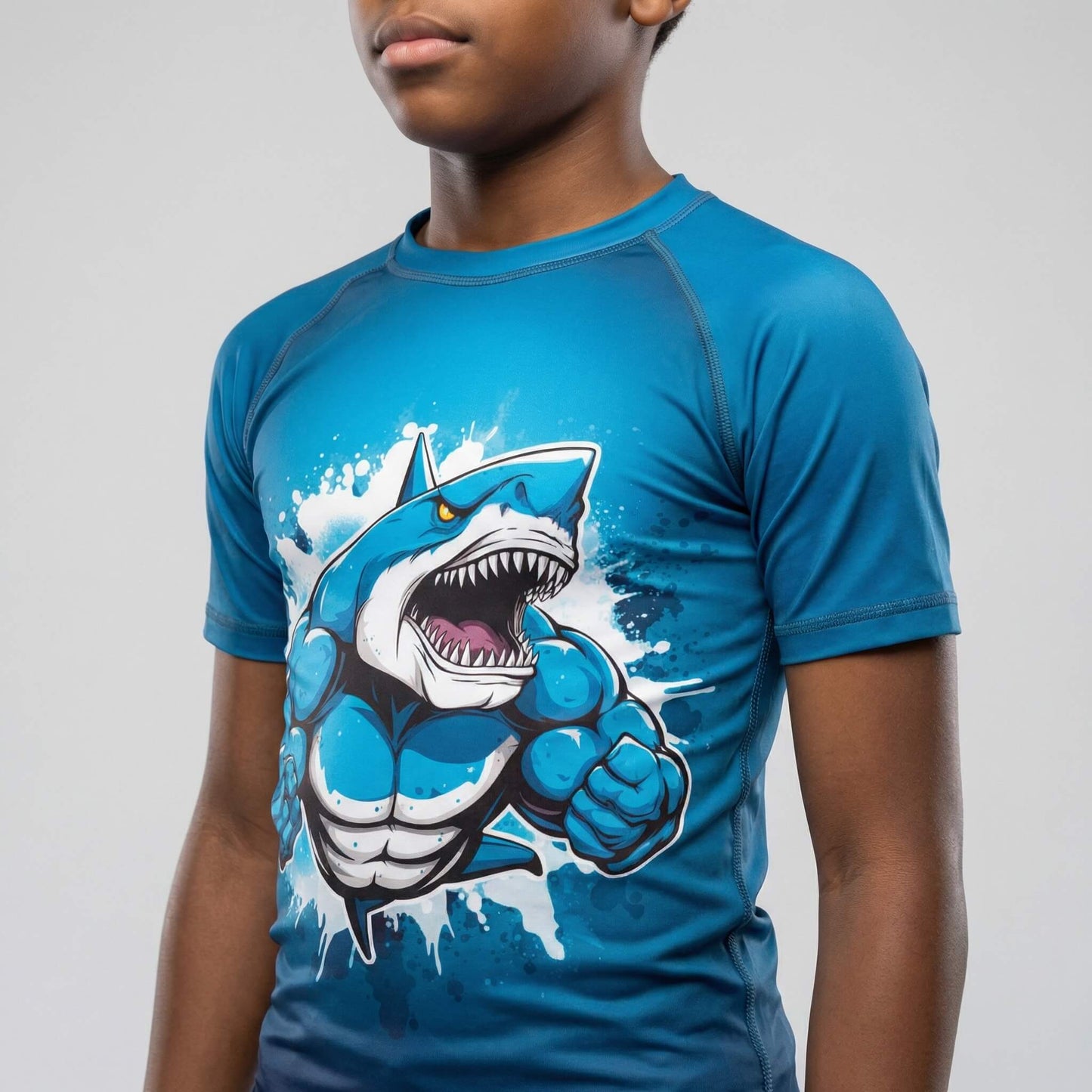 SHARK BEAST KIDS SHORT SLEEVE RASH GUARD