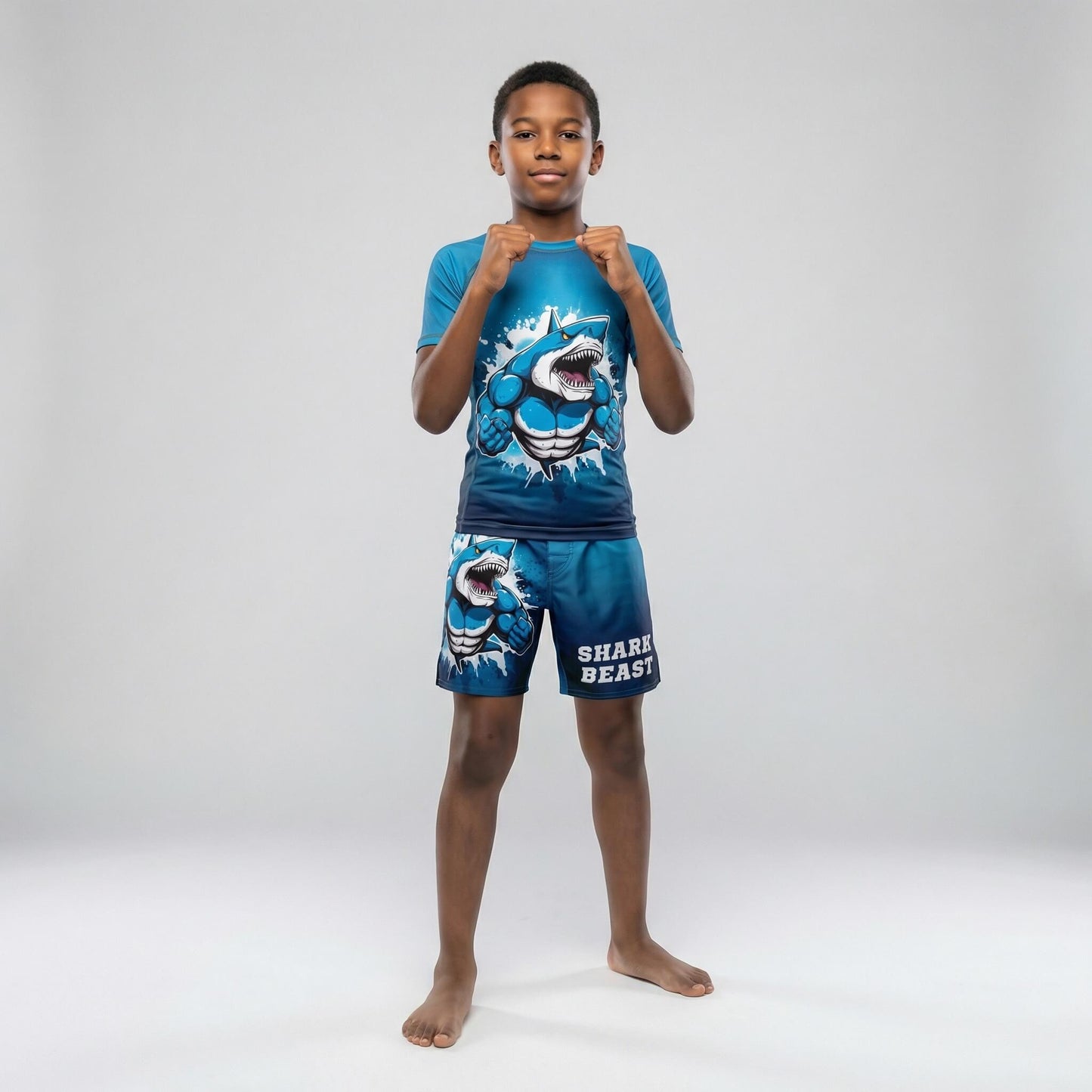 SHARK BEAST KIDS SHORT SLEEVE RASH GUARD