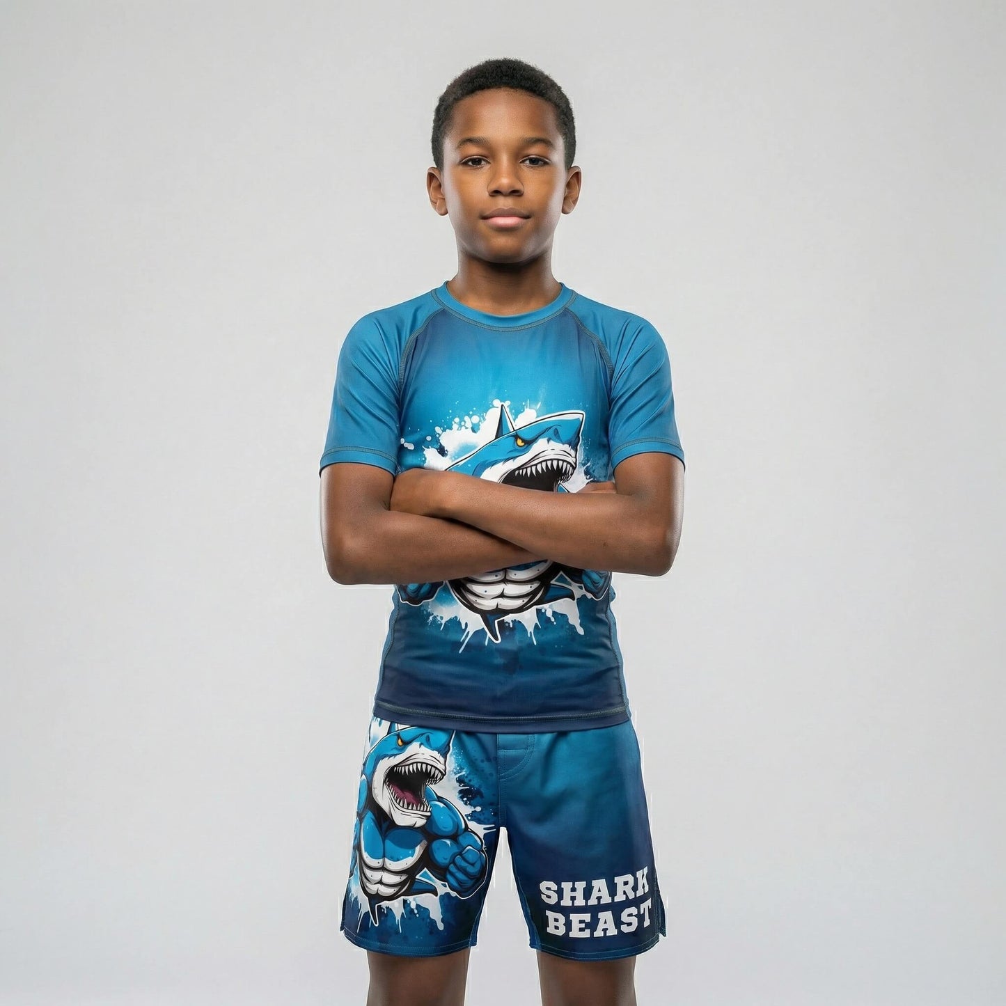 SHARK BEAST KIDS SHORT SLEEVE RASH GUARD