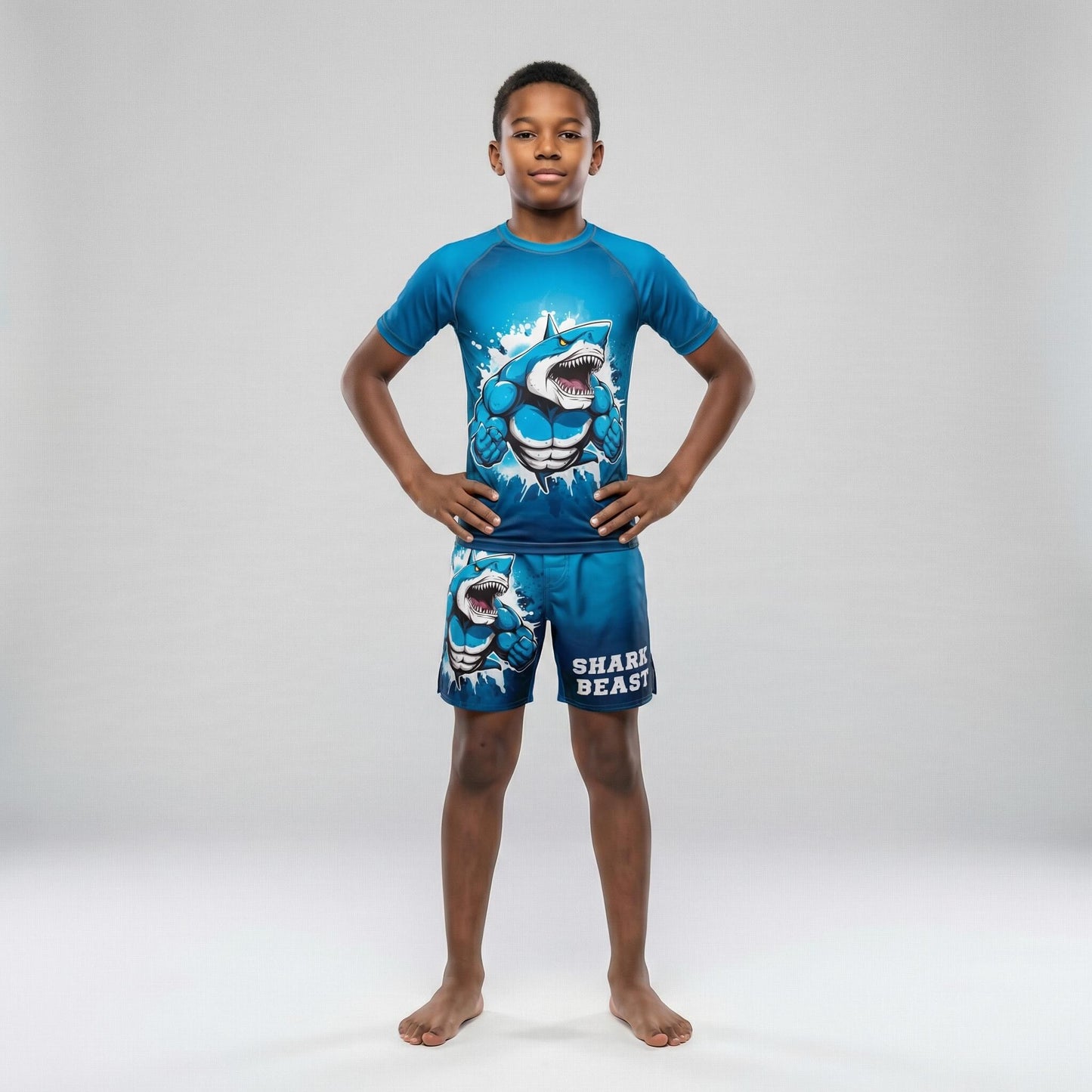 SHARK BEAST KIDS SHORT SLEEVE RASH GUARD