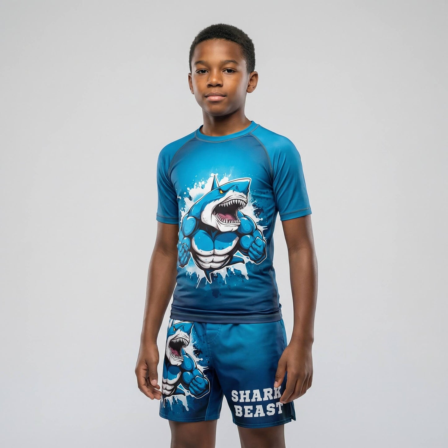 SHARK BEAST KIDS SHORT SLEEVE RASH GUARD