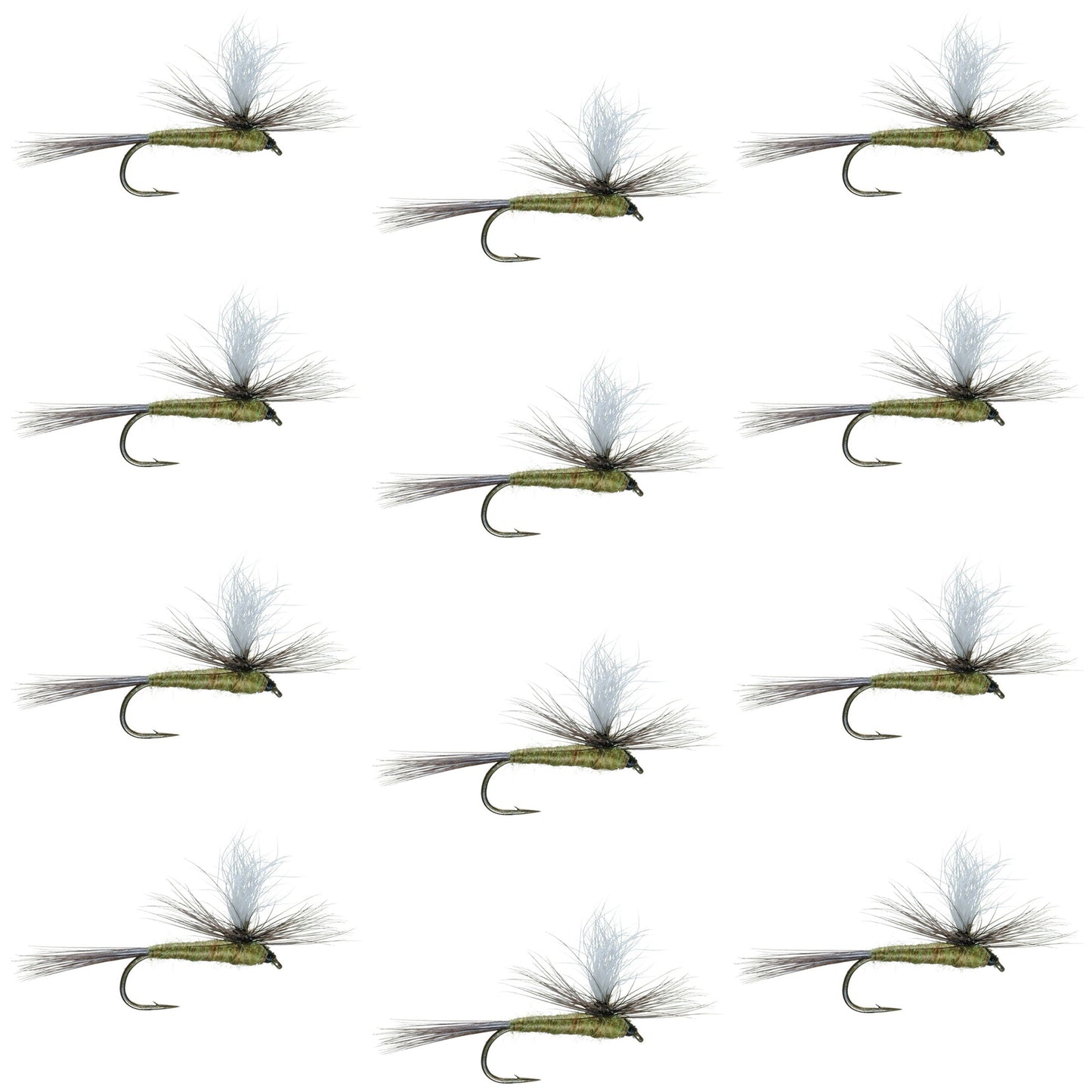 Blue Wing Olive BWO Parachute Dry Fly - 12 Flies Size 16