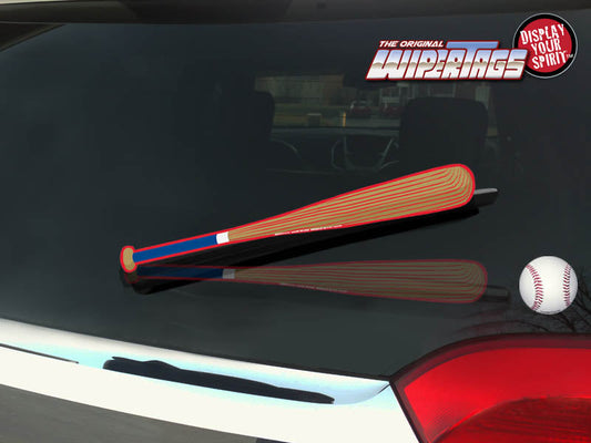 Blue White & Red Bat WiperTags with Ball Decal