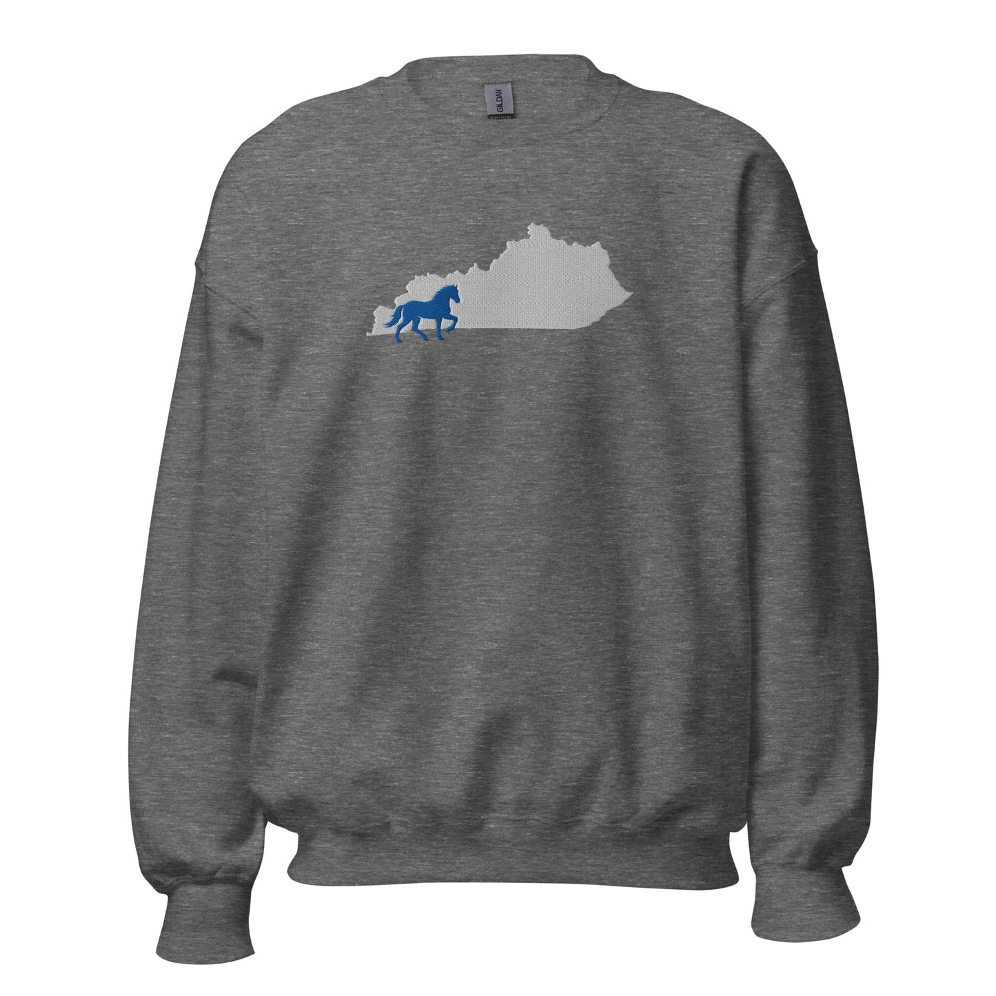 Bluegrass Outline Sweatshirt | Embroidered Horse & Kentucky Silhouette