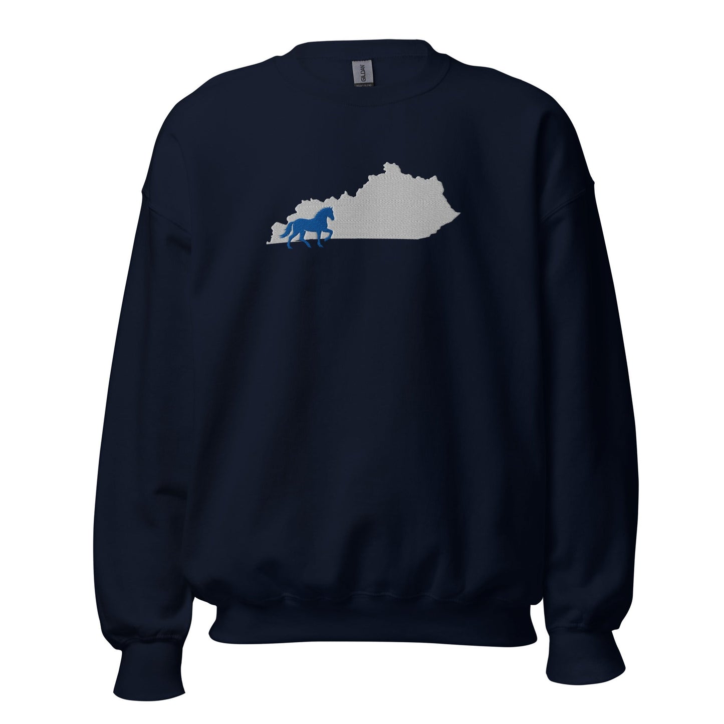 Bluegrass Outline Sweatshirt | Embroidered Horse & Kentucky Silhouette