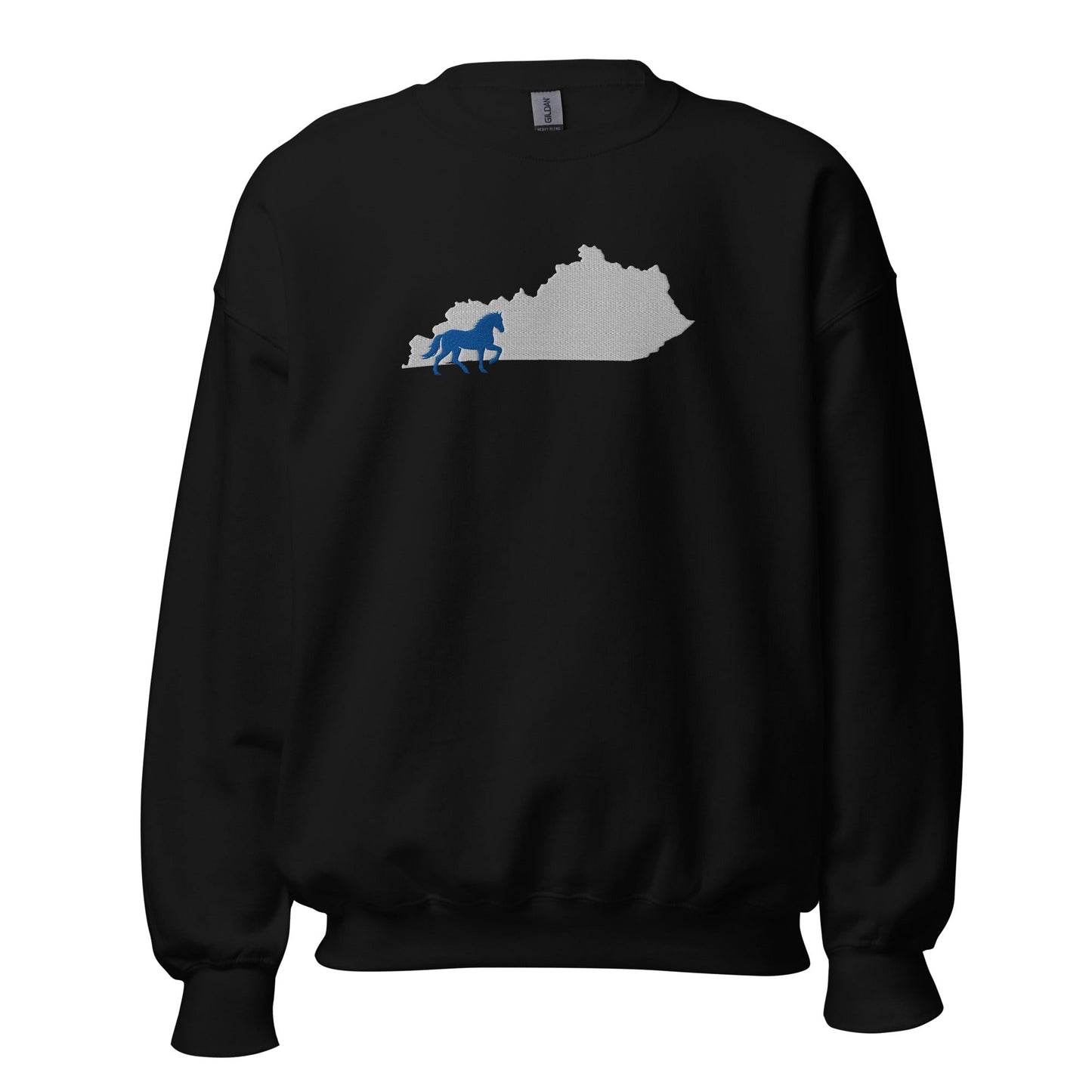 Bluegrass Outline Sweatshirt | Embroidered Horse & Kentucky Silhouette